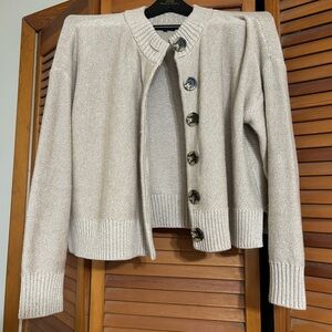 Quince organic cotton cropped cardigan S